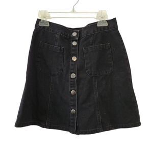 Urban Outfitters BDG Black Denim Button Front Mini Skirt Size XS